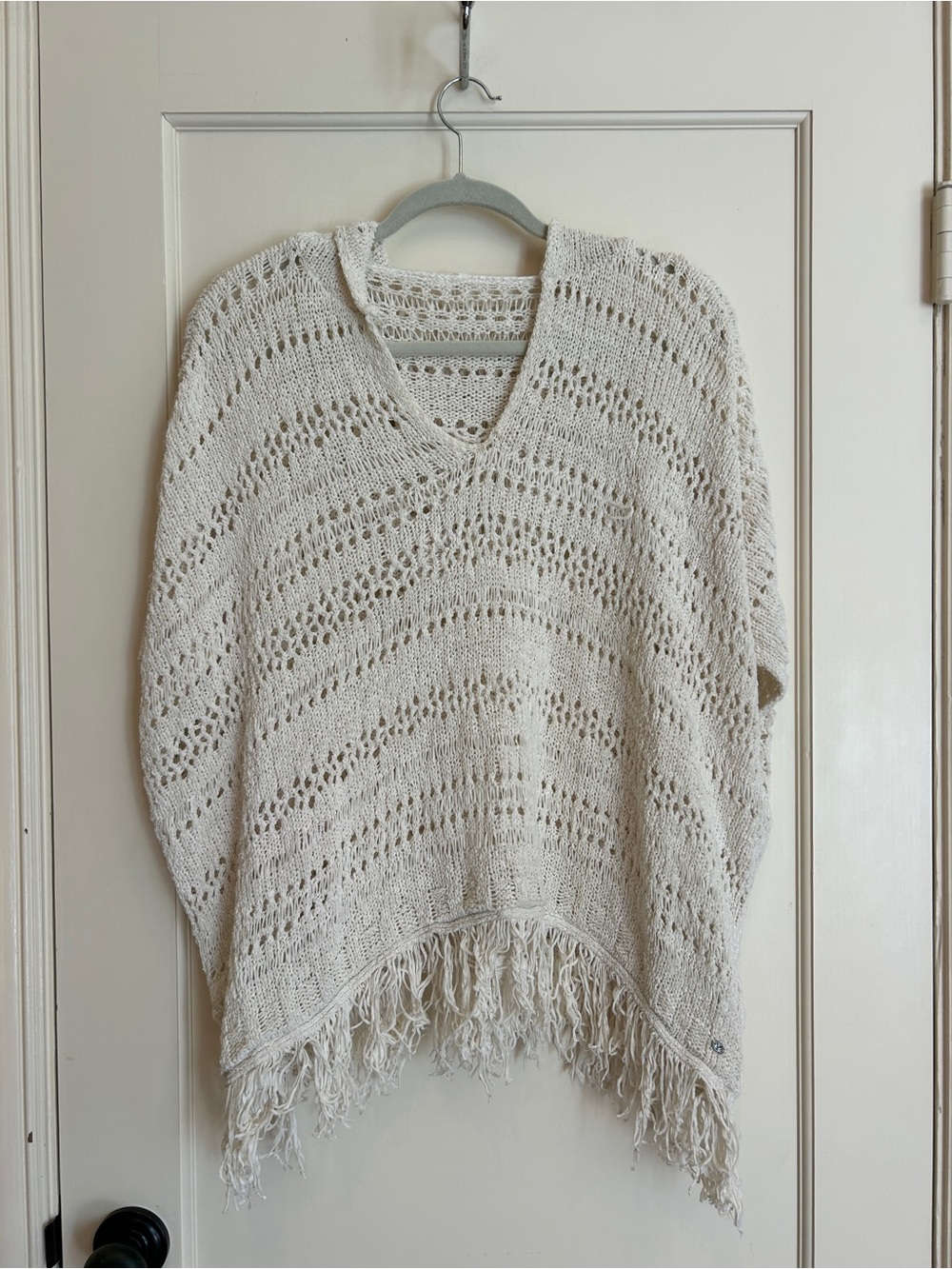 American Eagle Outfitters Cream Crochet Fringe Swim Coverup